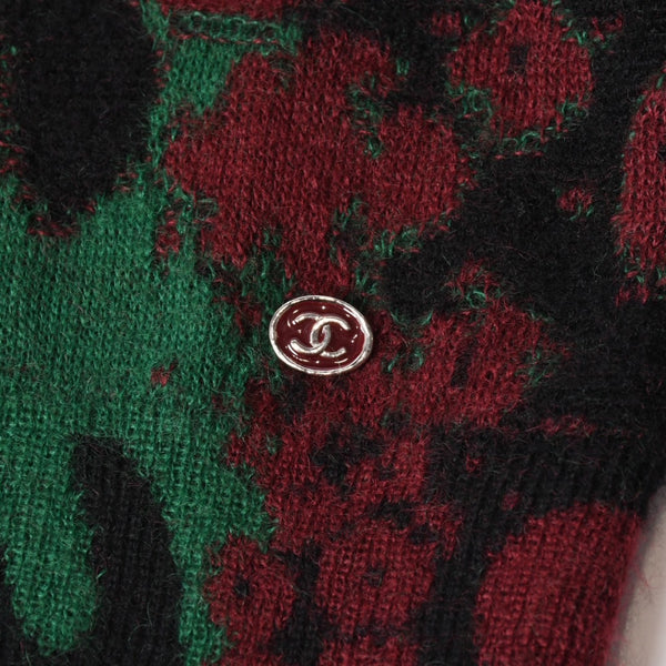 極美品 CHANEL シャネル ニットセーター P75361K10782 サイズ34 ココマーク レオパード グリーン カシミヤ モヘア ウール 中古 4b014078