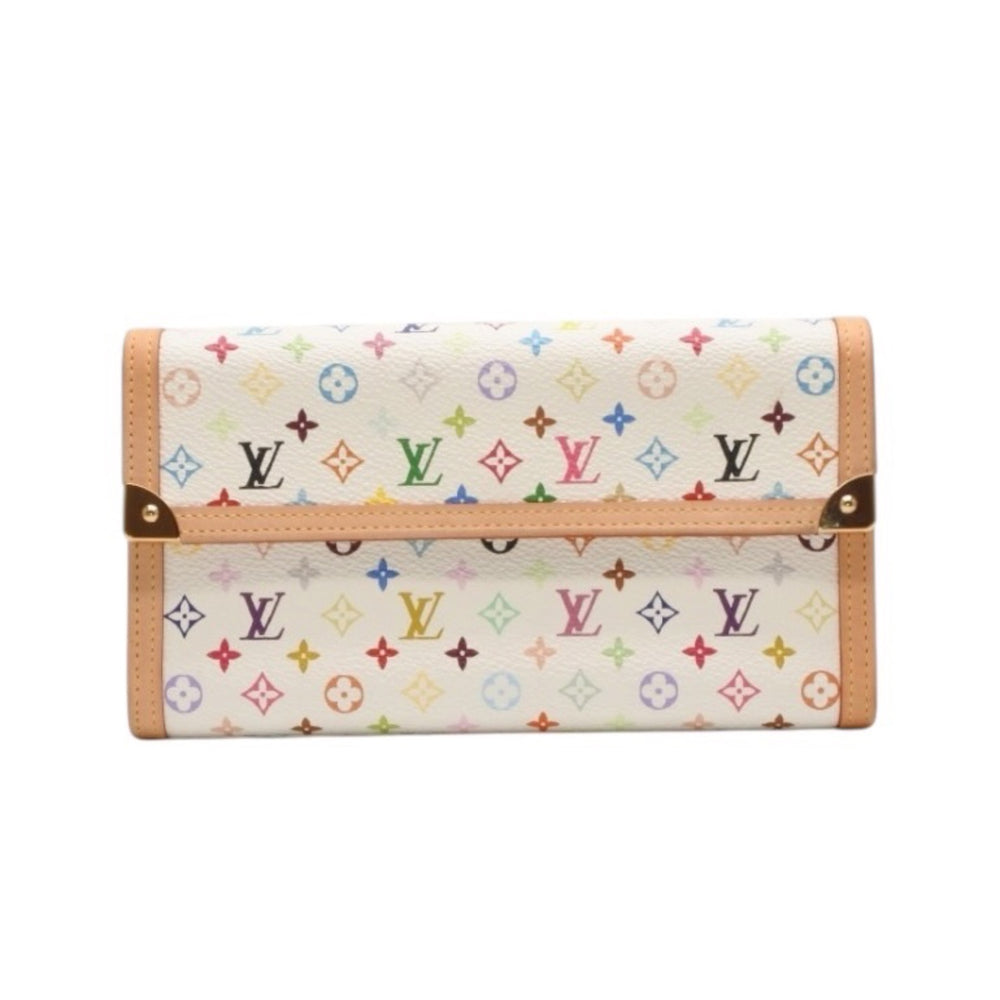 Very good condition LOUIS VUITTON Porto Tresor International Long Wallet M92659 Takashi Murakami White Multicolor PVC Used 4a000788