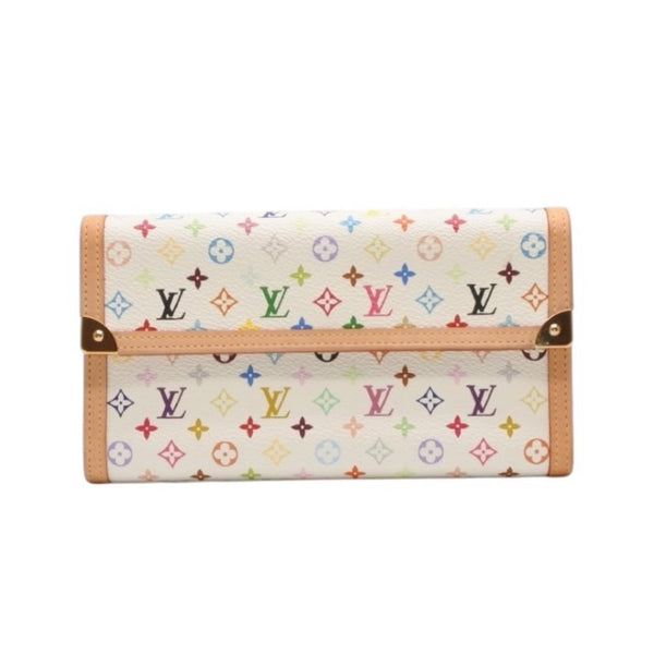 Very good condition LOUIS VUITTON Porto Tresor International Long Wallet M92659 Takashi Murakami White Multicolor PVC Used 4a000788