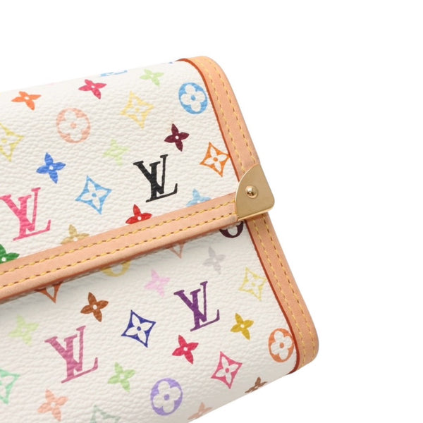 Very good condition LOUIS VUITTON Porto Tresor International Long Wallet M92659 Takashi Murakami White Multicolor PVC Used 4a000788