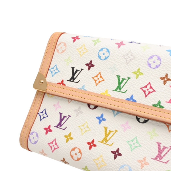 Very good condition LOUIS VUITTON Porto Tresor International Long Wallet M92659 Takashi Murakami White Multicolor PVC Used 4a000788