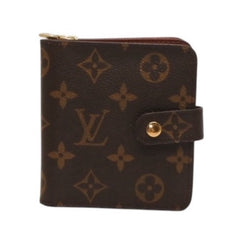 極美品 LOUIS VUITTON ルイヴィトン 二つ折り財布 コンパクト ジップ M61667 モノグラム ブラウン 中古 4a000839