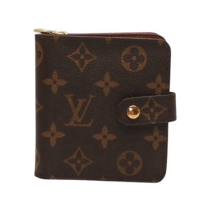 極美品 LOUIS VUITTON ルイヴィトン 二つ折り財布 コンパクト ジップ M61667 モノグラム ブラウン 中古 4a000839