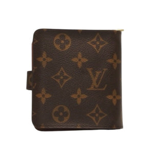 極美品 LOUIS VUITTON ルイヴィトン 二つ折り財布 コンパクト ジップ M61667 モノグラム ブラウン 中古 4a000839