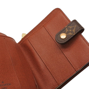 極美品 LOUIS VUITTON ルイヴィトン 二つ折り財布 コンパクト ジップ M61667 モノグラム ブラウン 中古 4a000839