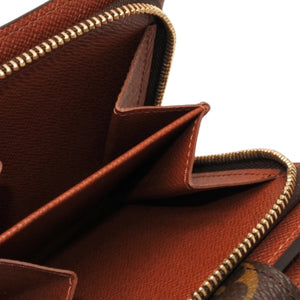 極美品 LOUIS VUITTON ルイヴィトン 二つ折り財布 コンパクト ジップ M61667 モノグラム ブラウン 中古 4a000839
