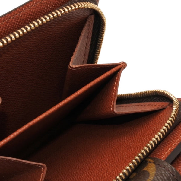 極美品 LOUIS VUITTON ルイヴィトン 二つ折り財布 コンパクト ジップ M61667 モノグラム ブラウン 中古 4a000839