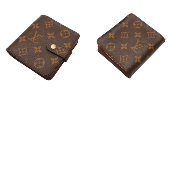 極美品 LOUIS VUITTON ルイヴィトン 二つ折り財布 コンパクト ジップ M61667 モノグラム ブラウン 中古 4a000839