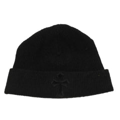 Like new CHROME HEARTS New Cross Patch Haraco Knit Hat Beanie Black Silver Hardware OS Used 4a001071