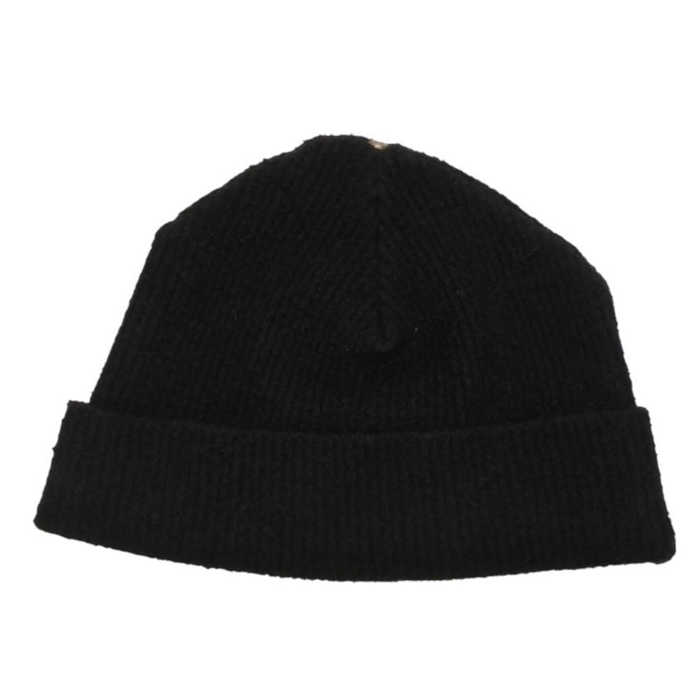 新品同様 CHROME HEARTS クロムハーツ 新作 クロスパッチ ハラコ ニット帽 ビーニー ブラック シルバー金具 OS 中古 4a001071
