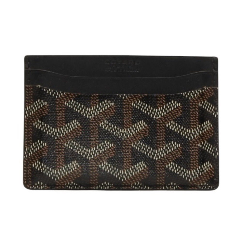 GOYARD ゴヤール サンシュルピス ヘリンボーン カードケース ブラック PVC レザー 美品 中古 4a001080