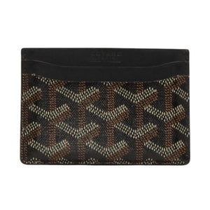 GOYARD Saint-Sulpice Herringbone Card Case Black PVC Leather Good Condition Used 4a001080