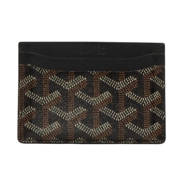 GOYARD Saint-Sulpice Herringbone Card Case Black PVC Leather Good Condition Used 4a001080