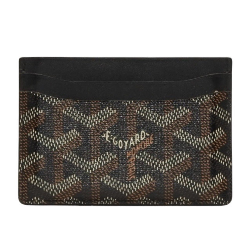 GOYARD ゴヤール サンシュルピス ヘリンボーン カードケース ブラック PVC レザー 美品 中古 4a001080