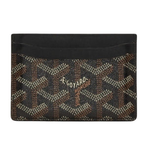 GOYARD Saint-Sulpice Herringbone Card Case Black PVC Leather Good Condition Used 4a001080