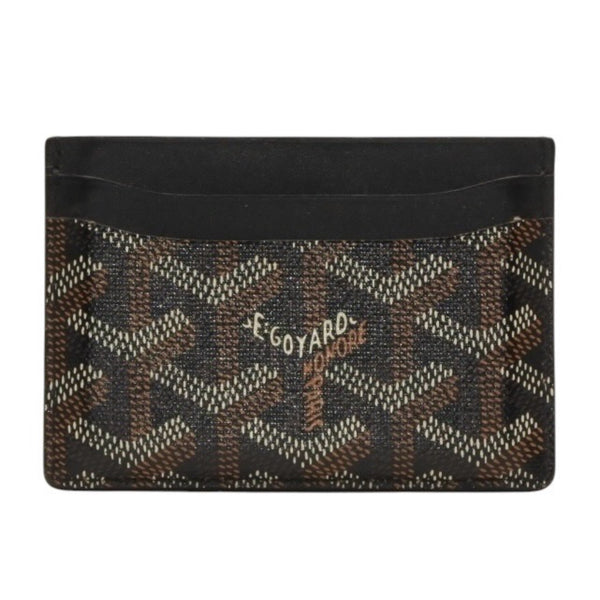 GOYARD Saint-Sulpice Herringbone Card Case Black PVC Leather Good Condition Used 4a001080