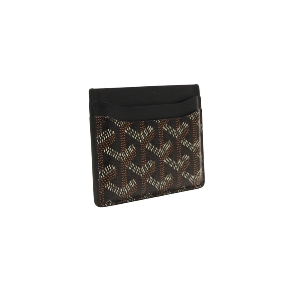 GOYARD Saint-Sulpice Herringbone Card Case Black PVC Leather Good Condition Used 4a001080