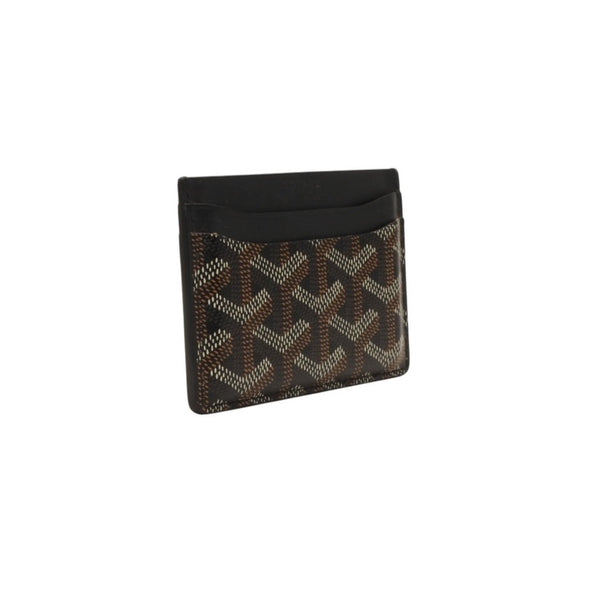 GOYARD Saint-Sulpice Herringbone Card Case Black PVC Leather Good Condition Used 4a001080