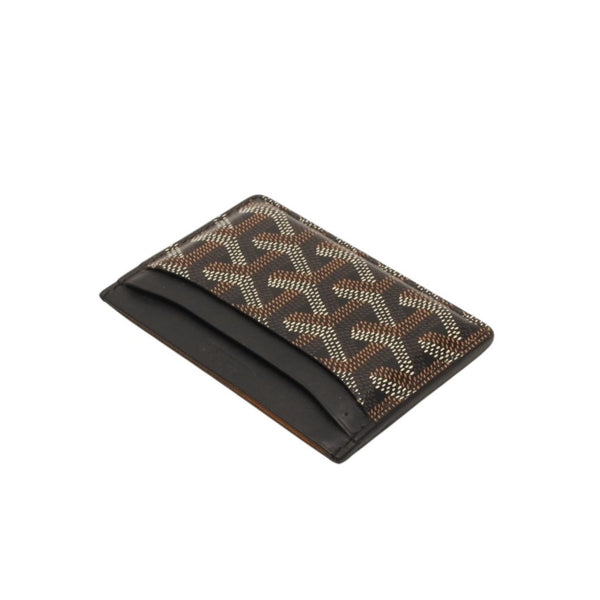 GOYARD Saint-Sulpice Herringbone Card Case Black PVC Leather Good Condition Used 4a001080