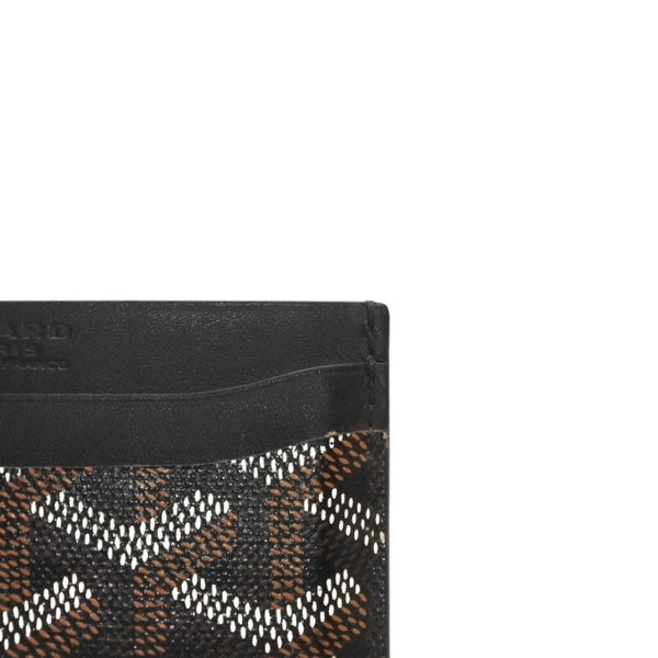 GOYARD Saint-Sulpice Herringbone Card Case Black PVC Leather Good Condition Used 4a001080