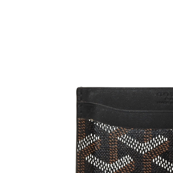 GOYARD Saint-Sulpice Herringbone Card Case Black PVC Leather Good Condition Used 4a001080