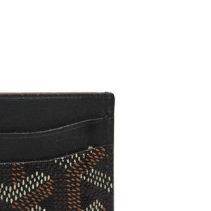 GOYARD Saint-Sulpice Herringbone Card Case Black PVC Leather Good Condition Used 4a001080