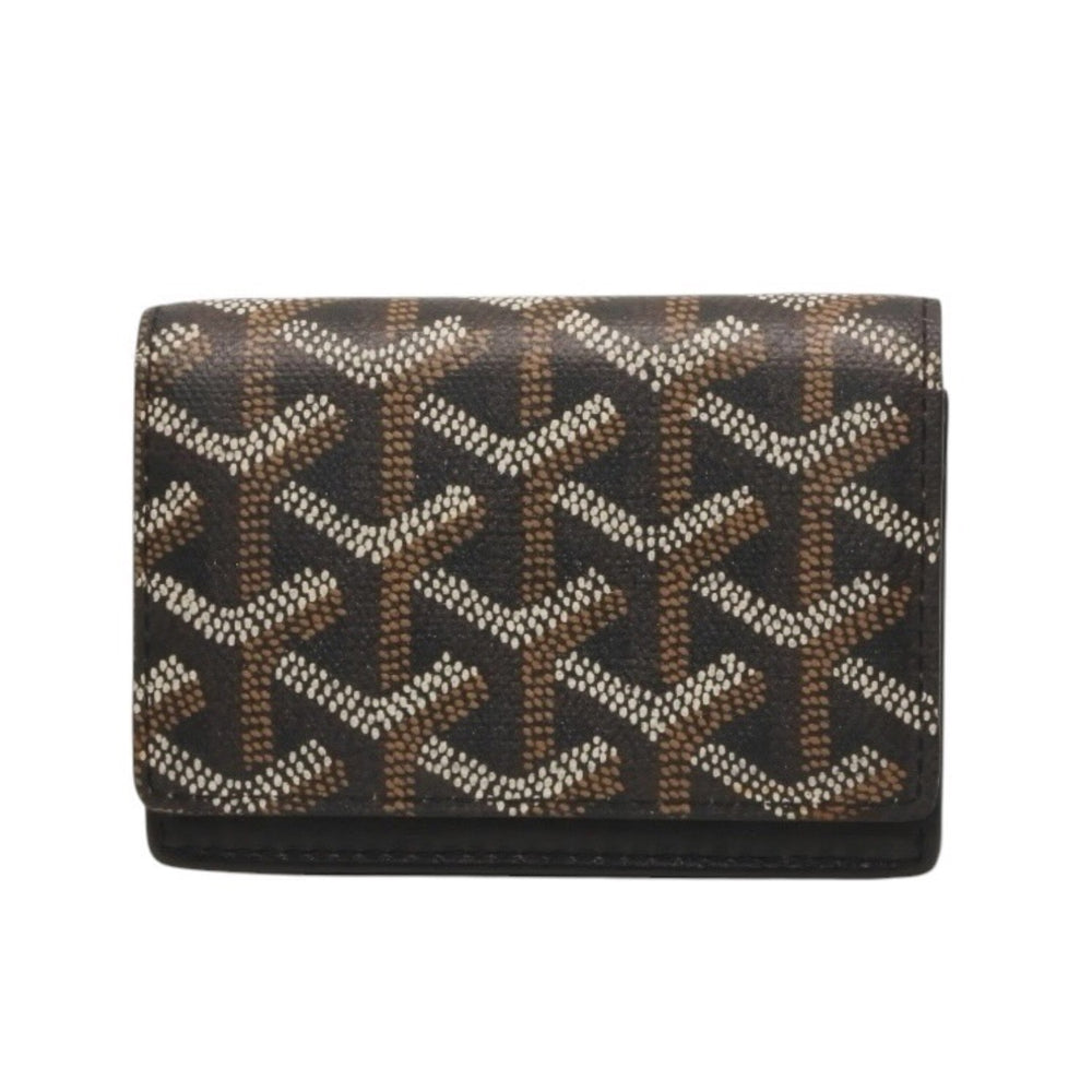 極美品 GOYARD ゴヤール マルゼルブ カードケース ブラウン ブラック PVC レザー MALESHPMLTY01CL01X 中古 4a001079