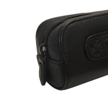 画像をギャラリービューアに読み込む, CHROME HEARTS クロムハーツ メガネケース ポーチ レザーブラック 美品 中古 4b014056