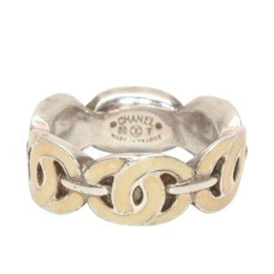 CHANEL シャネル ココマーク リング 指輪 00T刻印 サイズ11号 7.2g シルバー アイボリー 美品 中古 4c073158