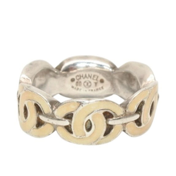 CHANEL シャネル ココマーク リング 指輪 00T刻印 サイズ11号 7.2g シルバー アイボリー 美品 中古 4c073158