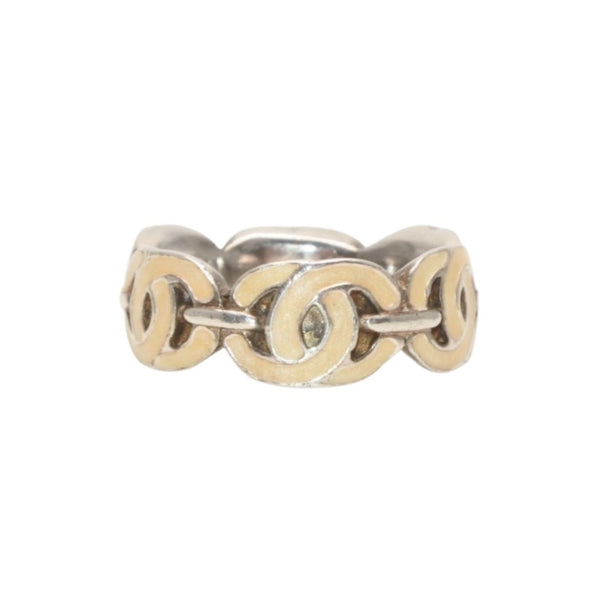CHANEL シャネル ココマーク リング 指輪 00T刻印 サイズ11号 7.2g シルバー アイボリー 美品 中古 4c073158
