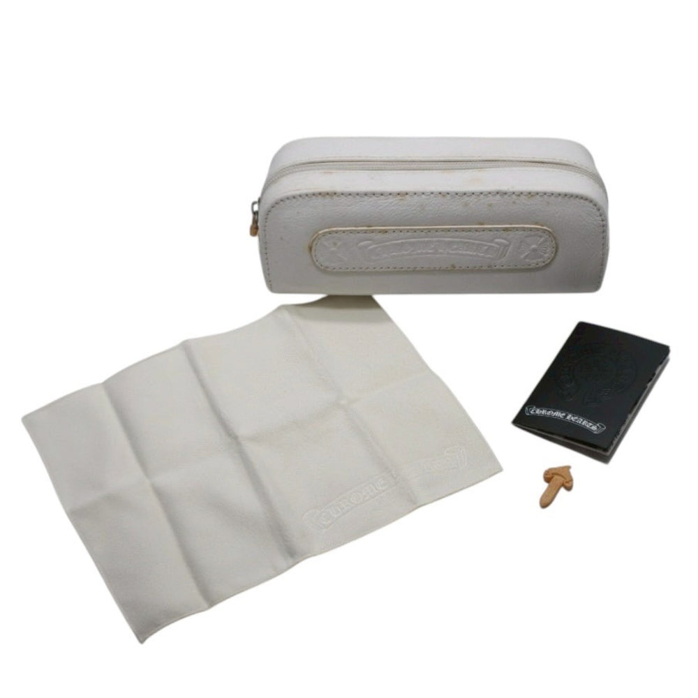 CHROME HEARTS Glasses Case Pouch Leather White Good Used 4b014055