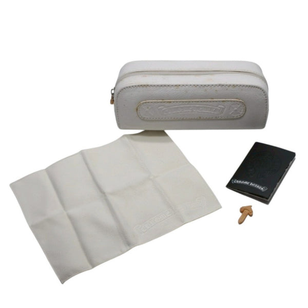 CHROME HEARTS Glasses Case Pouch Leather White Good Used 4b014055