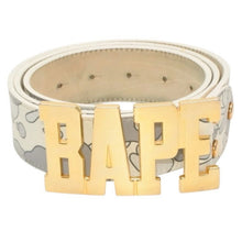 画像をギャラリービューアに読み込む, A BATHING APE アベイシングエイプ BAPE ベイプ ベルト レザー マルチカモ マルチカラー ゴールド金具 美品 中古 4b014023