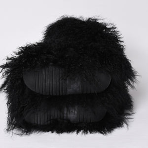 SAINT LAURENT サンローラン ファーブーツ ブラック OS 529242 Furry Mongolian Lamb Ankle Boots サイズ36 美品 中古 4b014136
