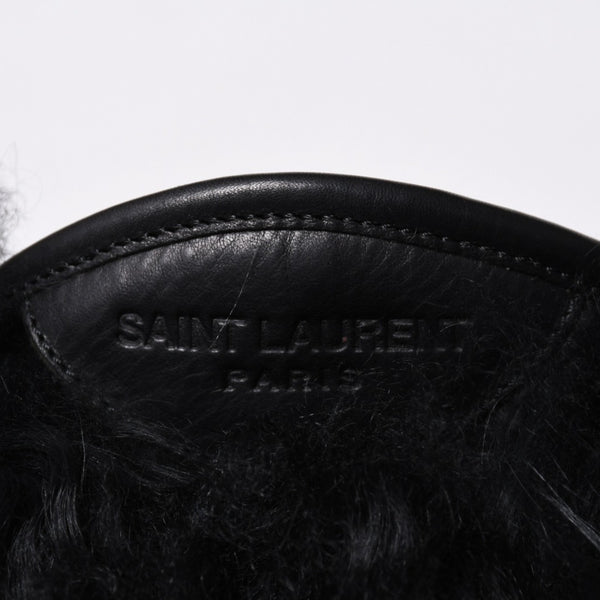 SAINT LAURENT サンローラン ファーブーツ ブラック OS 529242 Furry Mongolian Lamb Ankle Boots サイズ36 美品 中古 4b014136