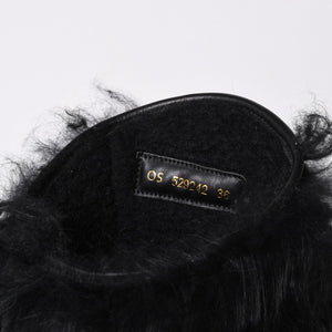 SAINT LAURENT サンローラン ファーブーツ ブラック OS 529242 Furry Mongolian Lamb Ankle Boots サイズ36 美品 中古 4b014136