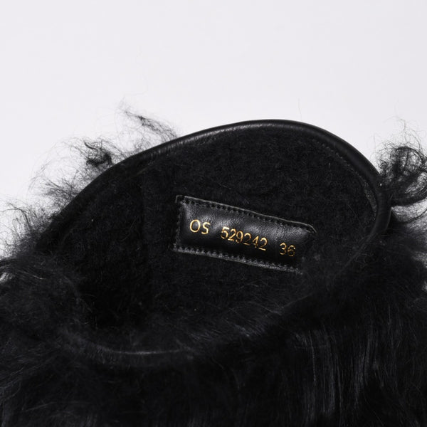 SAINT LAURENT サンローラン ファーブーツ ブラック OS 529242 Furry Mongolian Lamb Ankle Boots サイズ36 美品 中古 4b014136
