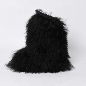 SAINT LAURENT サンローラン ファーブーツ ブラック OS 529242 Furry Mongolian Lamb Ankle Boots サイズ36 美品 中古 4b014136