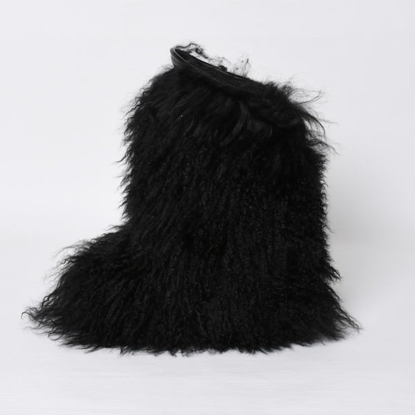 SAINT LAURENT サンローラン ファーブーツ ブラック OS 529242 Furry Mongolian Lamb Ankle Boots サイズ36 美品 中古 4b014136