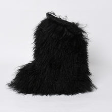 画像をギャラリービューアに読み込む, SAINT LAURENT サンローラン ファーブーツ ブラック OS 529242 Furry Mongolian Lamb Ankle Boots サイズ36 美品 中古 4b014136