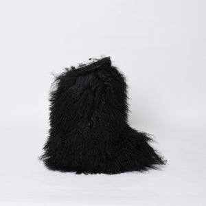 SAINT LAURENT サンローラン ファーブーツ ブラック OS 529242 Furry Mongolian Lamb Ankle Boots サイズ36 美品 中古 4b014136