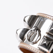 画像をギャラリービューアに読み込む, HERMES エルメス Collier de Chien コリエ ド シアン ブレスレット 重量約99.40g □M刻印 レザー エトゥープ シルバー 美品 中古 4b014191