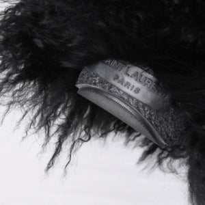 SAINT LAURENT サンローラン ファーブーツ ブラック OS 529242 Furry Mongolian Lamb Ankle Boots サイズ36 美品 中古 4b014136