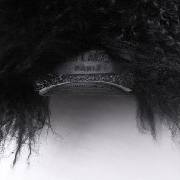 SAINT LAURENT サンローラン ファーブーツ ブラック OS 529242 Furry Mongolian Lamb Ankle Boots サイズ36 美品 中古 4b014136