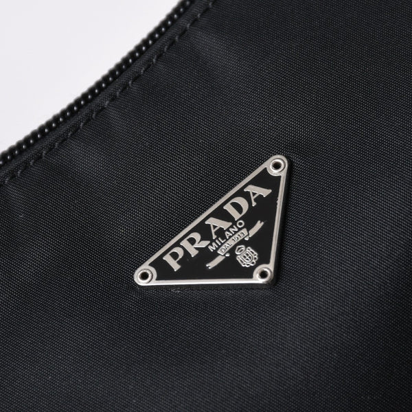 Very Good Condition PRADA Hobo One Shoulder Bag MV515 Triangle Logo Triangle Logo Plate Nylon Black Used 4a000053