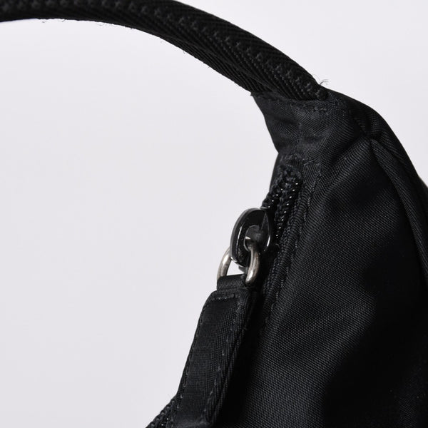 Very Good Condition PRADA Hobo One Shoulder Bag MV515 Triangle Logo Triangle Logo Plate Nylon Black Used 4a000053