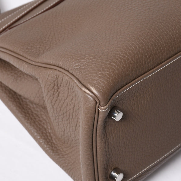 極美品 HERMES エルメス ケリー32 内縫い エトープ □R刻印 トリヨンクレマンス シルバー金具 ハンドバッグ 2WAY 中古 4b014157
