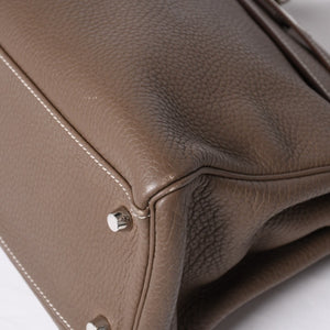 極美品 HERMES エルメス ケリー32 内縫い エトープ □R刻印 トリヨンクレマンス シルバー金具 ハンドバッグ 2WAY 中古 4b014157