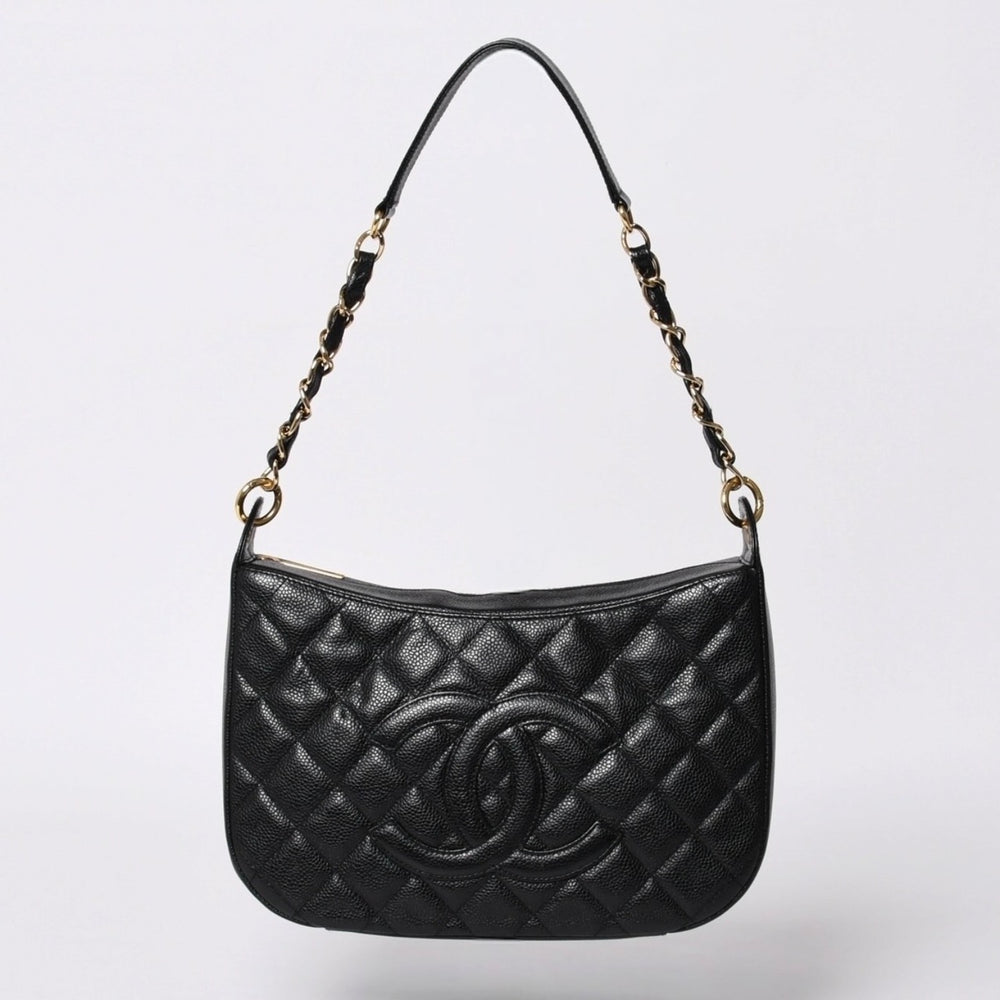 極美品 CHANEL シャネル チェーンワンショルダーバッグ A20993 10番台 ココマーク キャビアスキン 月見型 ゴールド金具 中古 4a000062
